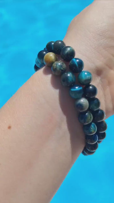 Blauwe tijgeroog armband